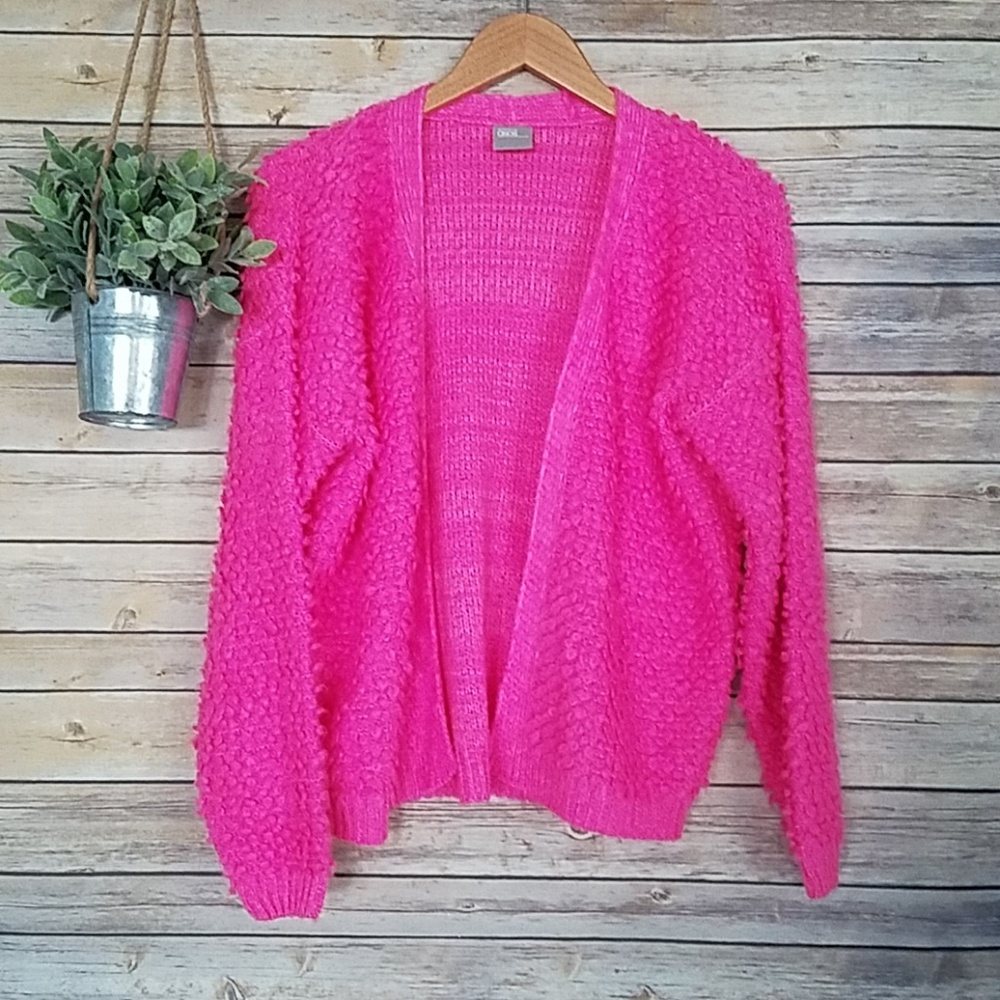 Asos Bright Pink Fuzzy Open Sweater/Cardigan